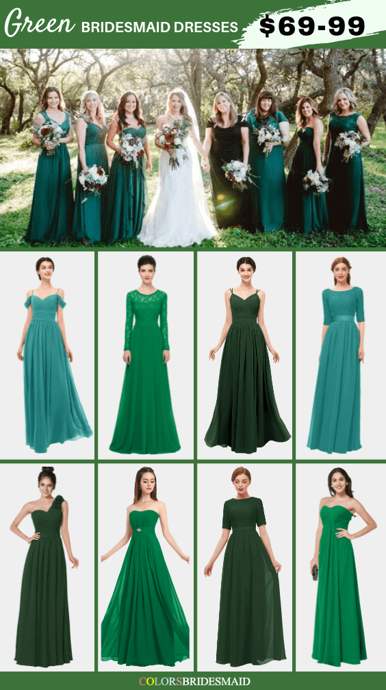 November Wedding-Emerald Green Bridesmaid Dresses Paired with Burgundy ...