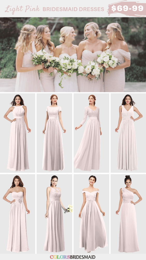 Light Pink and Fuchsia June Wedding 2020, Light Pink Bridesmaid Dresses ...