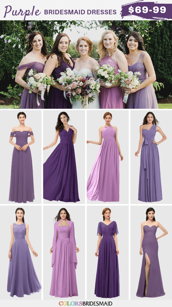 Purple and Pink Summer Wedding, Mismatched Bridesmaid Dresses in Light ...
