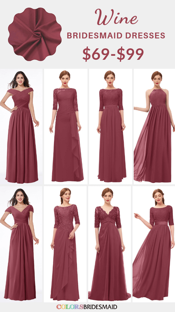 wine red maid of honor dresses