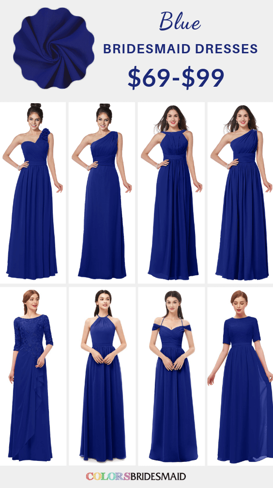 Blue and White January Wedding Colors 2022, Shades of Blue Bridesmaid ...