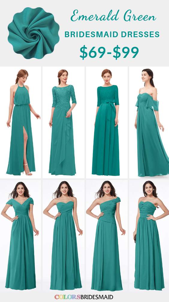 November Wedding-Emerald Green Bridesmaid Dresses Paired with Burgundy ...