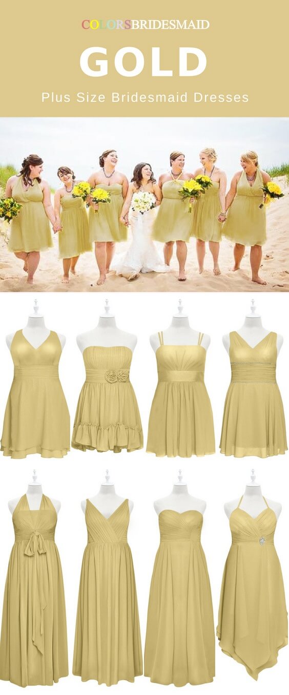 plus size gold bridesmaid dresses