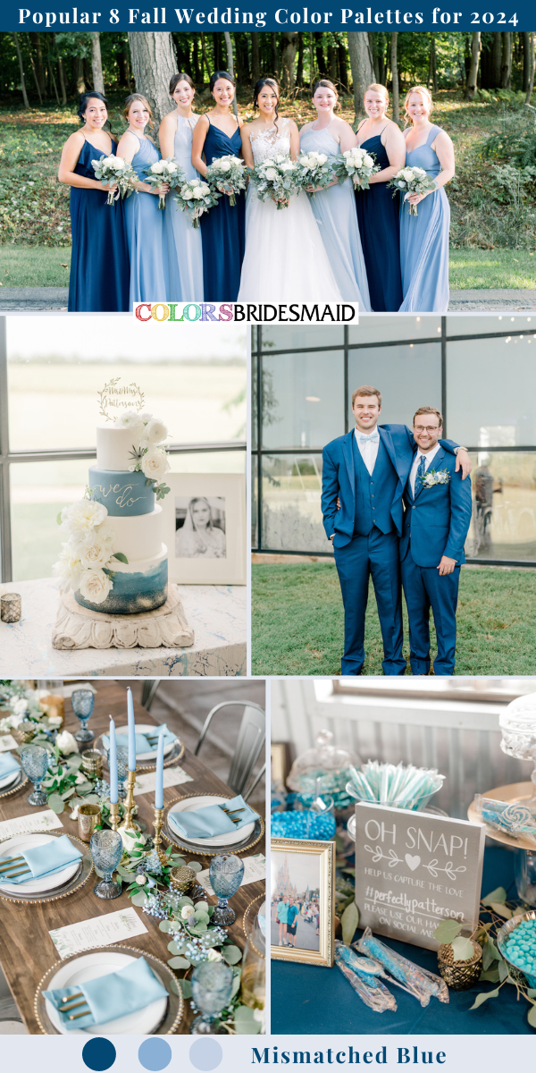 8 Popular Fall Wedding Color Palettes for 2024 - Mismatched Blue