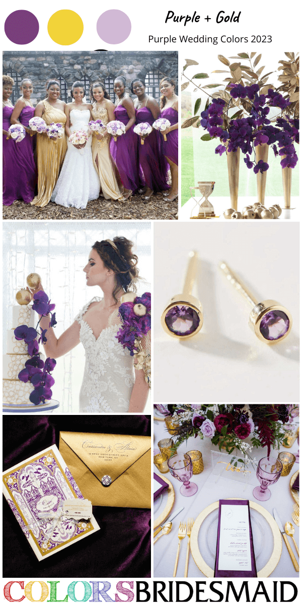 best purple wedding color scheme for 2023 purple and gold