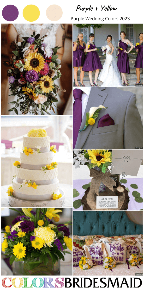 best purple wedding color scheme for 2023 purple and yellow
