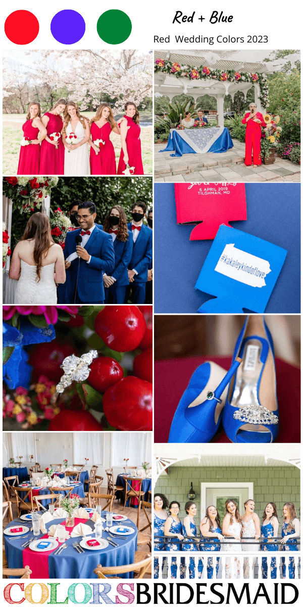 hottest red wedding colors for 2023 red and blue