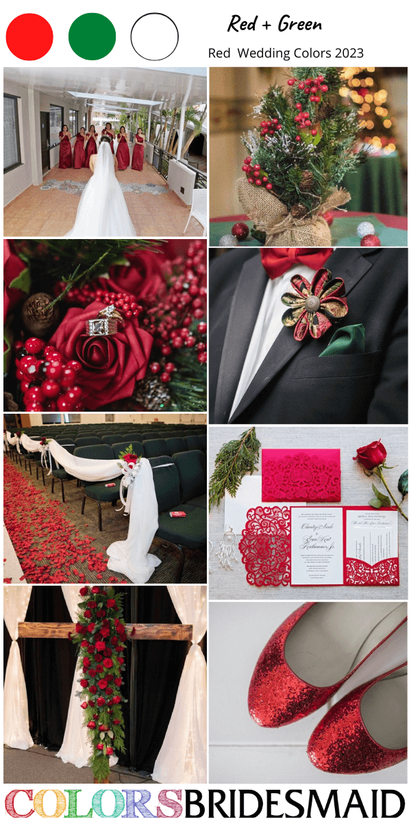 trendy red wedding colors for 2023 red and green