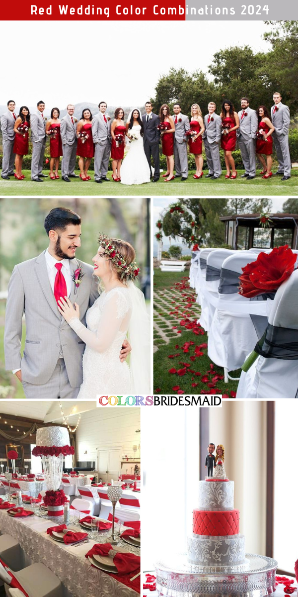 Top 8 Red Wedding Color Combinations for 2024 - Red + Grey