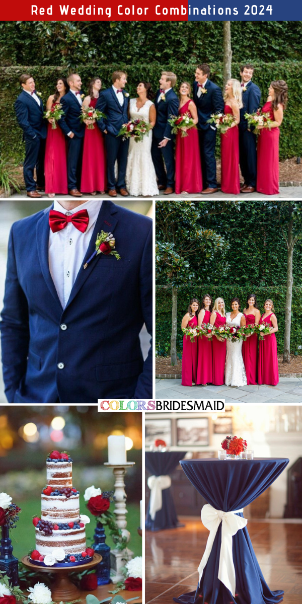 Top 8 Red Wedding Color Combinations for 2024 - Red + Navy Blue