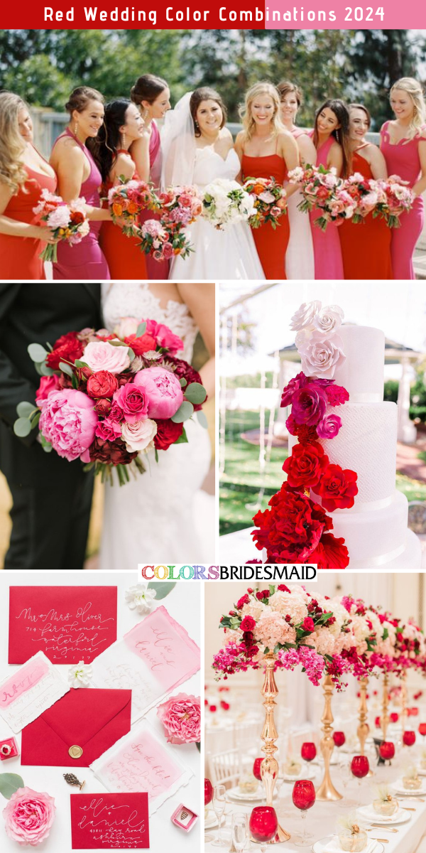 Top 8 Red Wedding Color Combinations for 2024 - Red + Pink