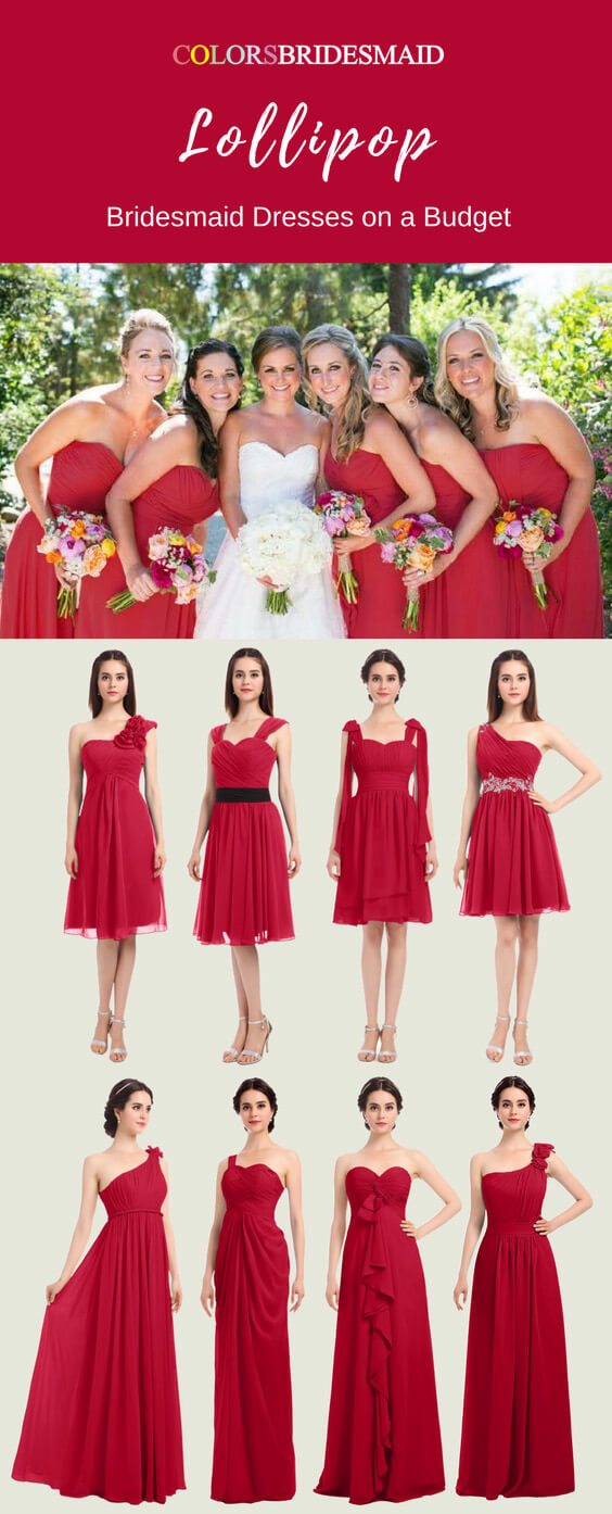 Red Chiffon Bridesmaid Dresses for Sale