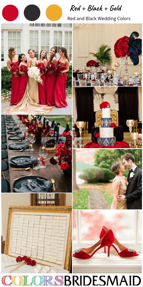 red and black wedding color inspirations red black and gold