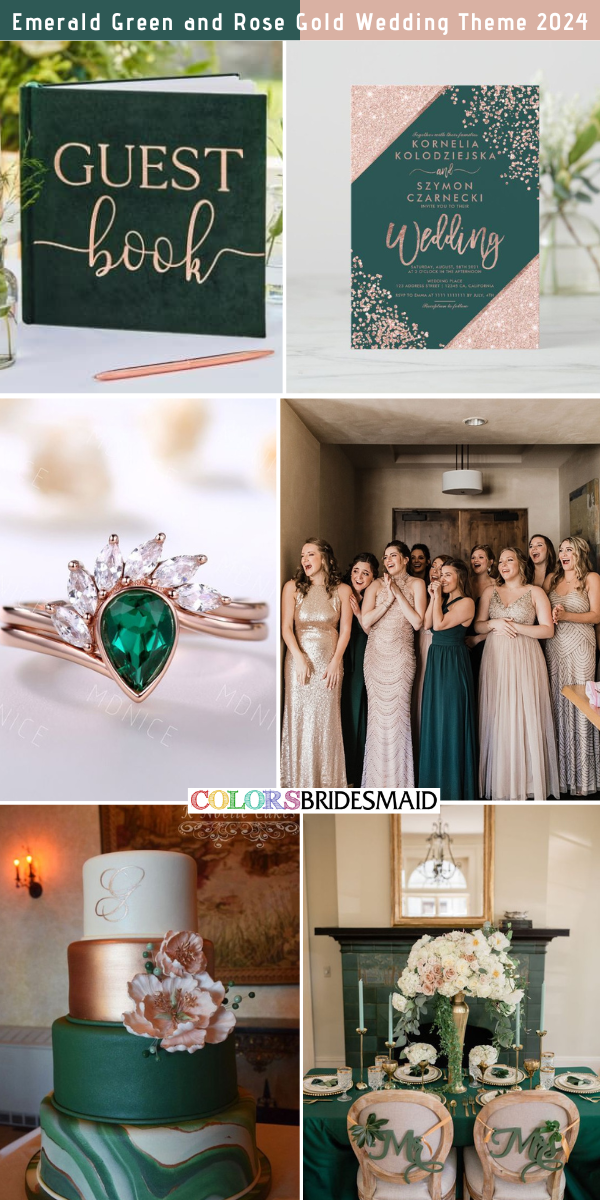 Rose Gold Wedding Theme 2024 - Emerald Green + Rose Gold
