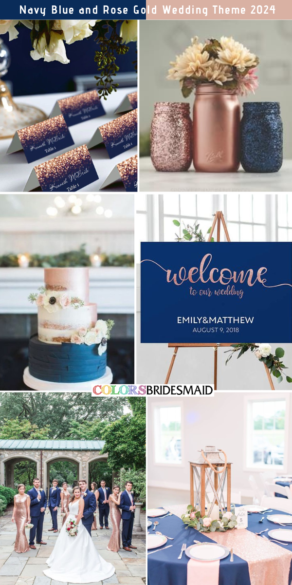 Rose Gold Wedding Theme 2024 - Navy Blue + Rose Gold