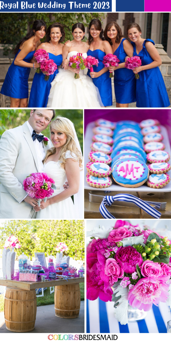 pink and royal blue wedding