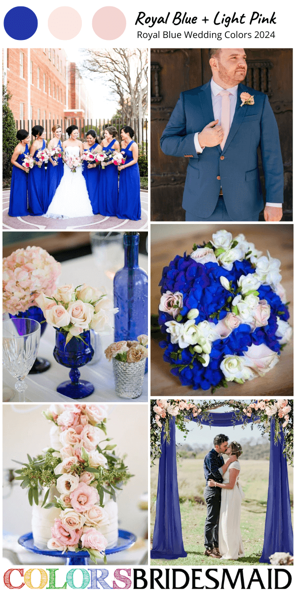 Best 8 Royal Blue Wedding Colors for 2024 - Royal Blue and Light Pink