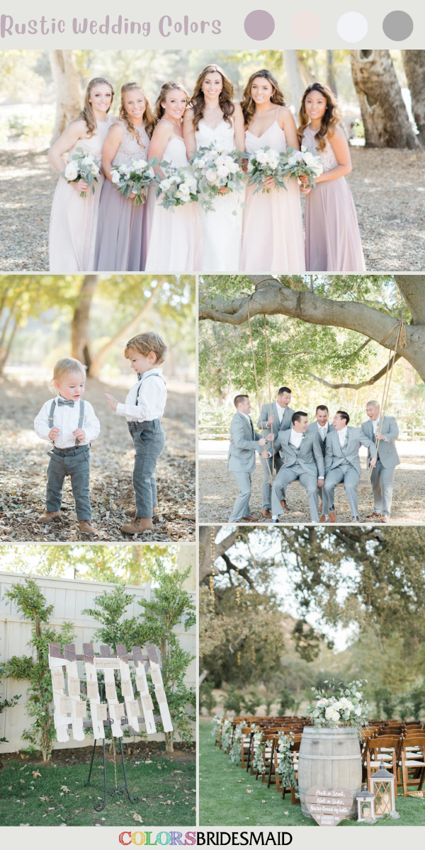 8 Pretty Rustic Wedding Color Palettes for 2023 - Pale Lilac + Blush + White