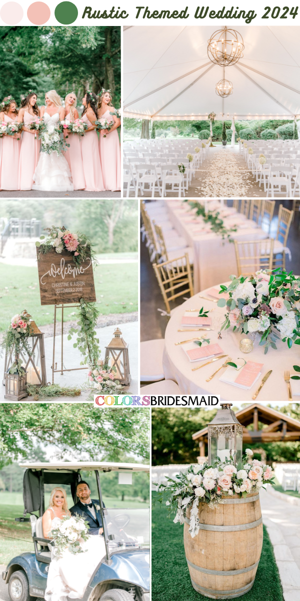 Top Rustic Themed Wedding Color Palettes 2024 - Blush and Greenery