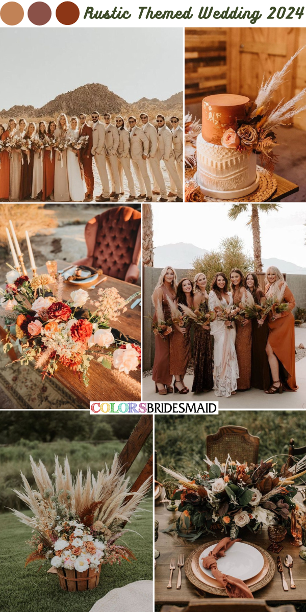 Top Rustic Themed Wedding Color Palettes 2024 - Rust + Khaki