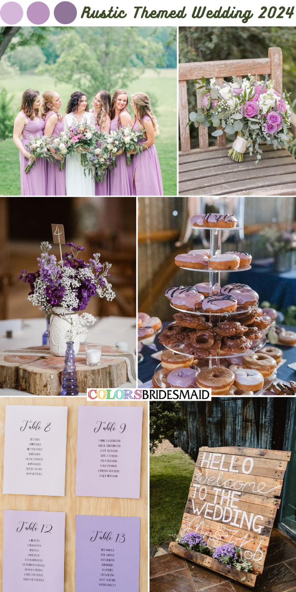 Top Rustic Themed Wedding Color Palettes 2024 - Shades of Lilac