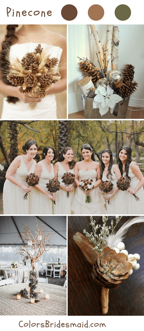 Rustic pinecone fall wedding ideas and colors