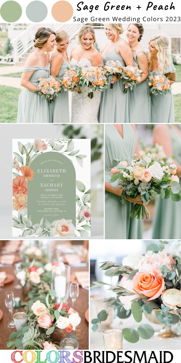 sage green wedding colors 2023 sage green and peach