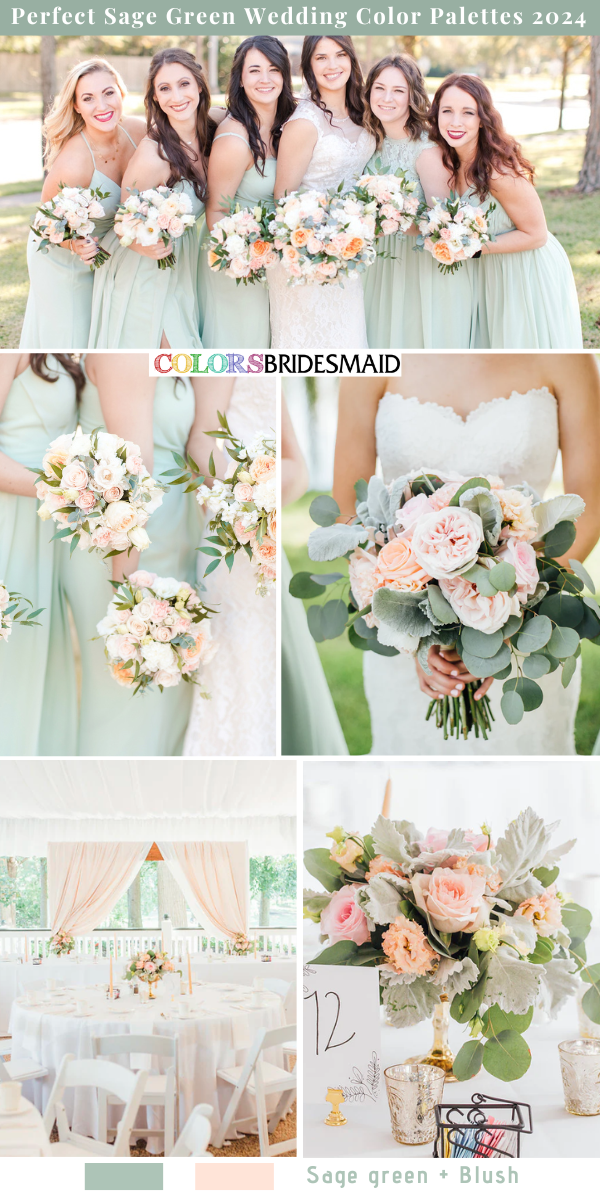 7 Perfect Sage Green Wedding Color Palettes for 2024 - Sage Green + Blush