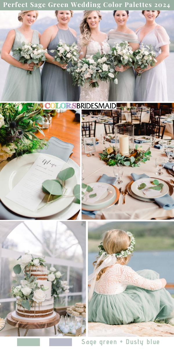 7 Perfect Sage Green Wedding Color Palettes for 2024 - Sage Green + Dusty Blue