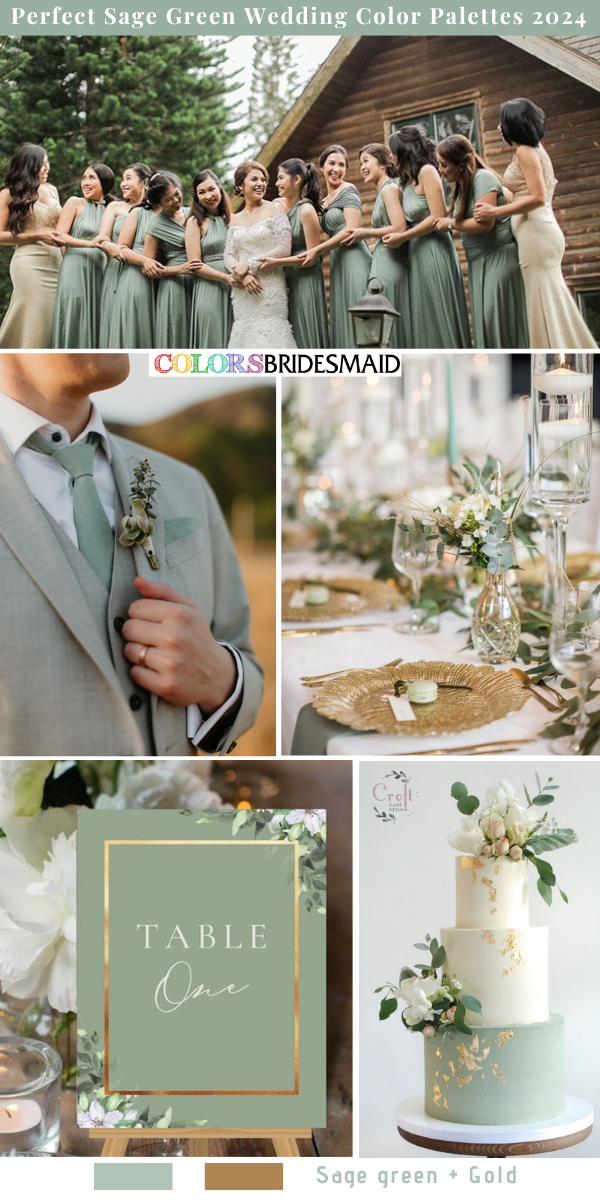 7 Perfect Sage Green Wedding Color Palettes for 2024 - Sage Green + Gold