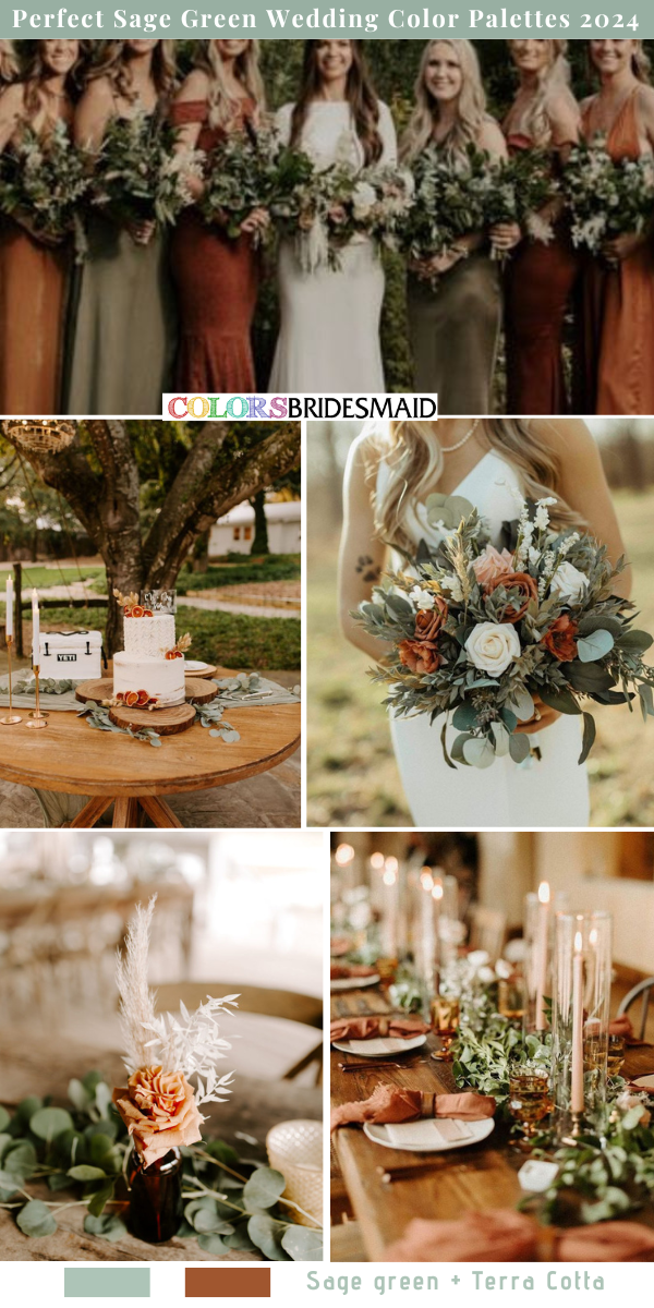 7 Perfect Sage Green Wedding Color Palettes for 2024 - Sage Green + Terra Cotta