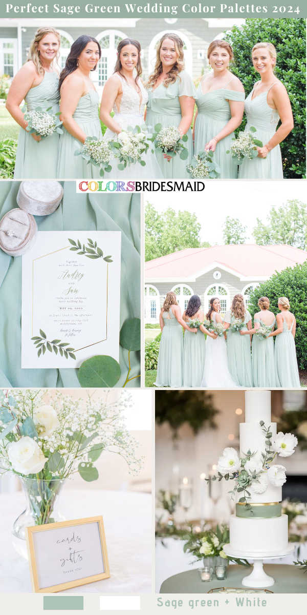 7 Perfect Sage Green Wedding Color Palettes for 2024 - Sage Green + White
