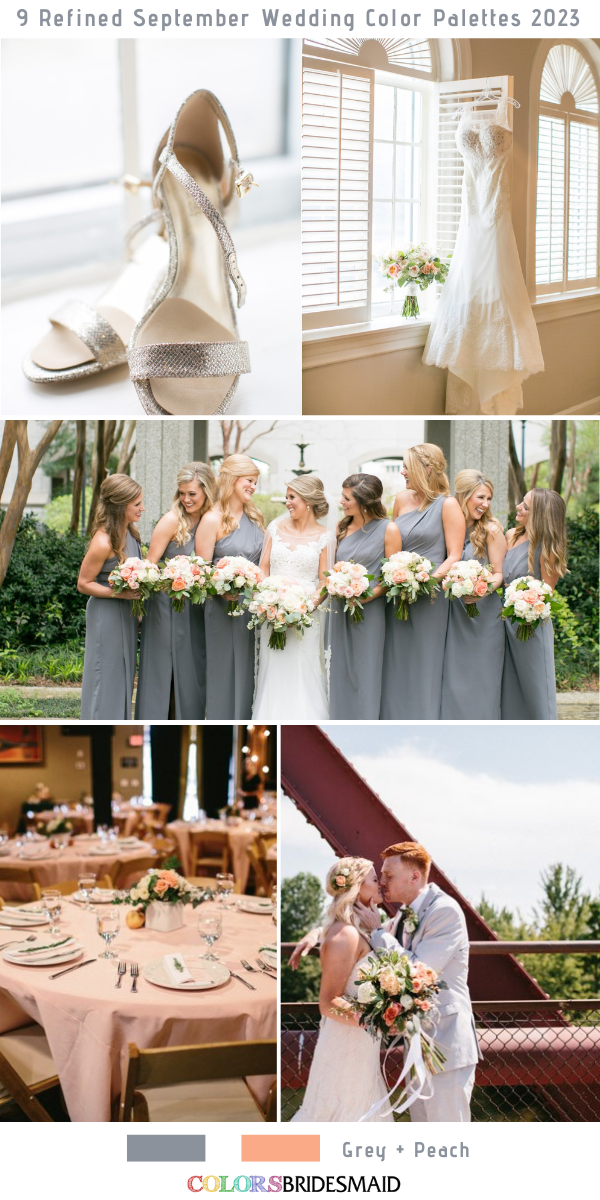 9 Refined September Wedding Color Palettes for 2023 - Grey + Peach