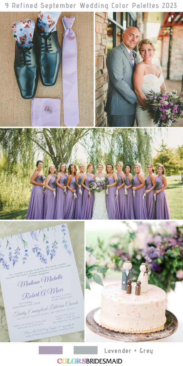 9 Refined September Wedding Color Palettes for 2023 - Lavender + Grey