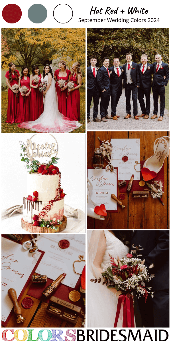 Best 8 September Wedding Color Combos 2024 for Hot Red and White