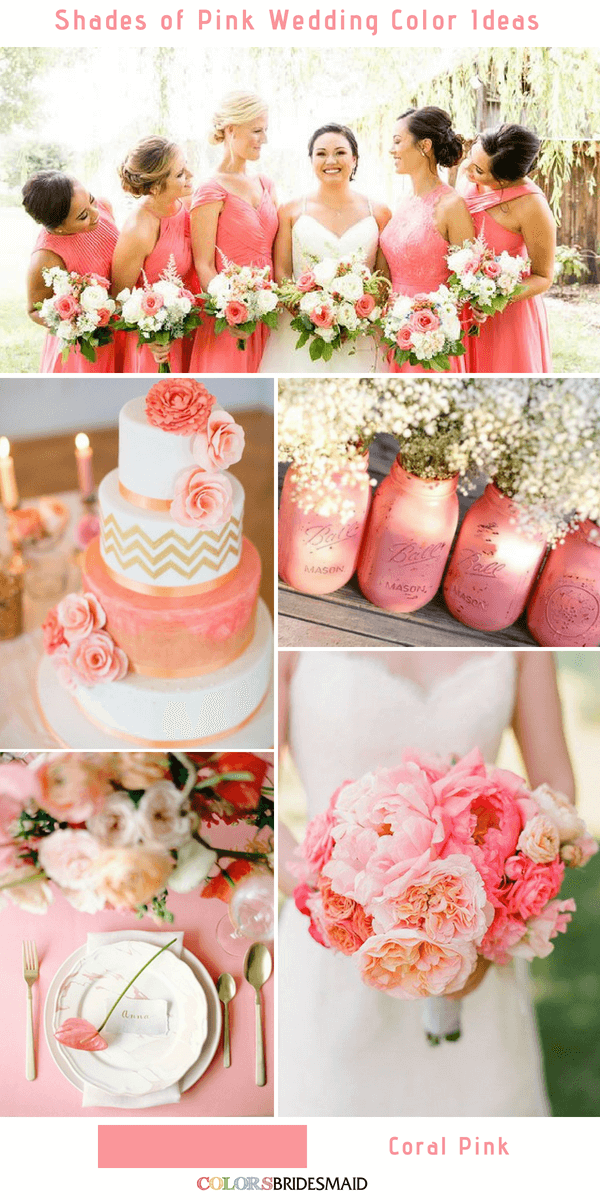 9 Prettiest Shades of Pink Wedding Color Ideas - Coral Pink