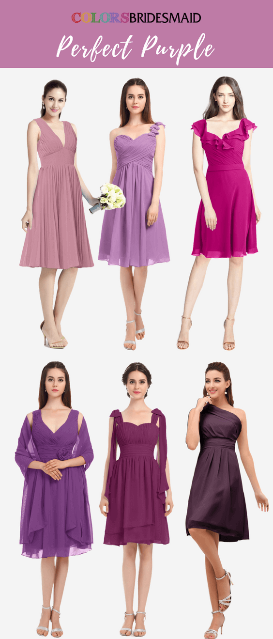 Short Bridesmaid Dresses in Perfect Purple Color