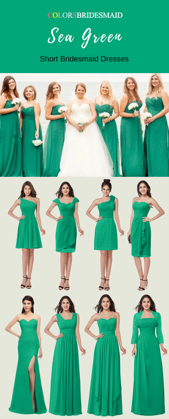 Short & Long Bridesmaid Dresses with Amazing Styles in Sea Green Color