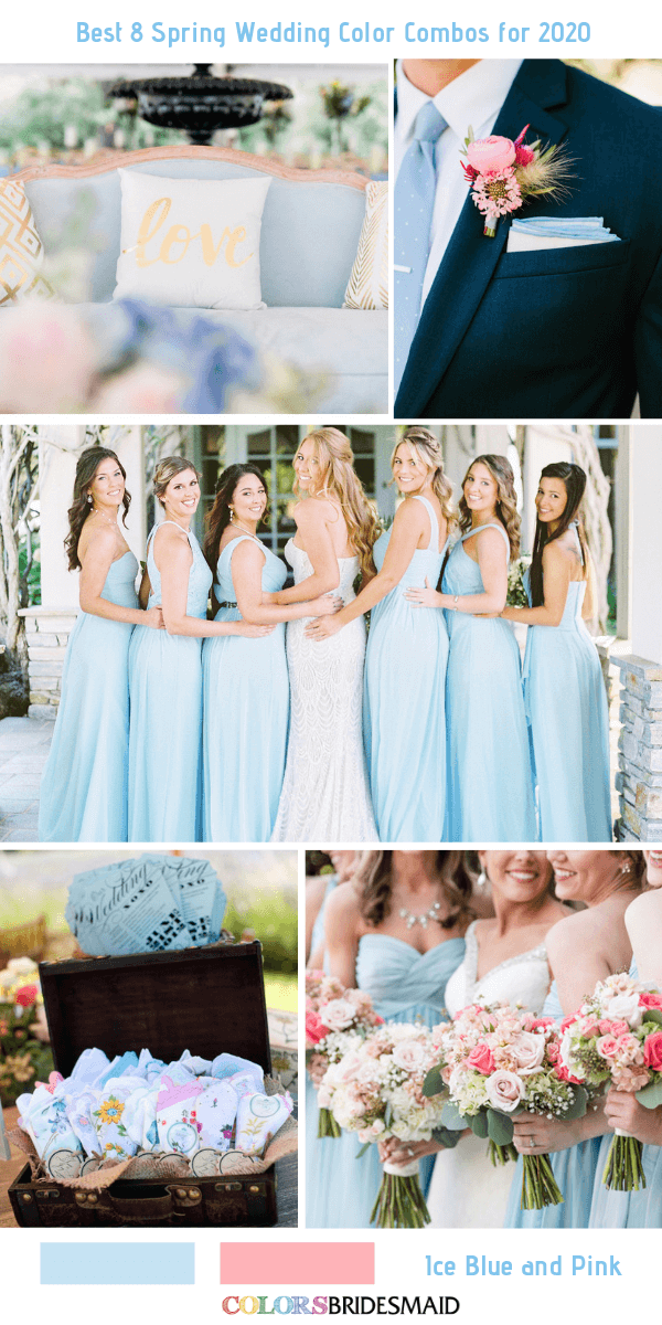 Spring Wedding Color Combos for 2020- Ice Blue + Pink