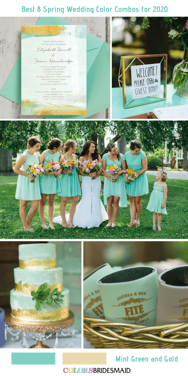 Spring Wedding Color Combos for 2020- Mint Green + Gold