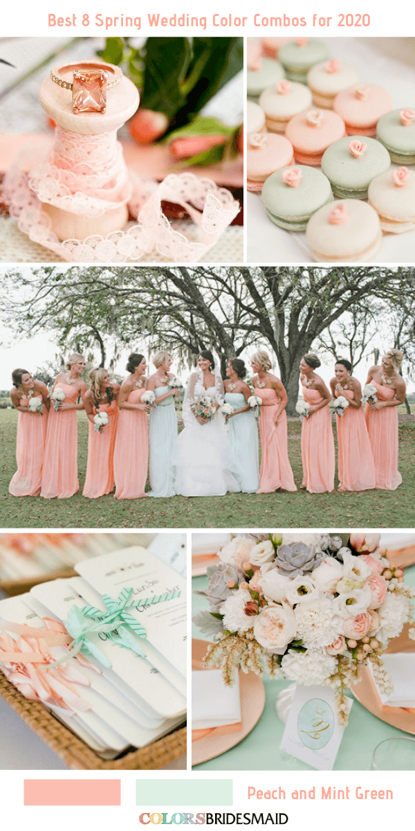 Spring Wedding Color Combos for 2020- Peach + Mint Green