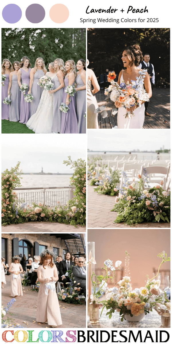 Top 8 Spring Wedding Color Schemes for 2025 - Lavender + Peach