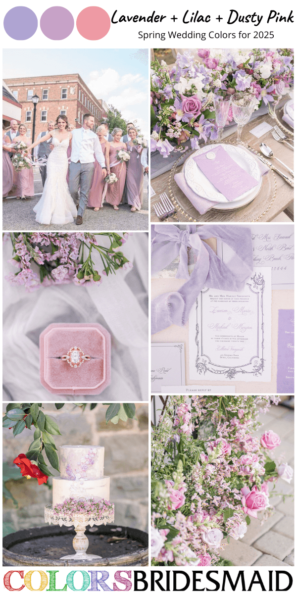 Top 8 Spring Wedding Color Schemes for 2025 - Lavender + Lilac + Dusty Pink