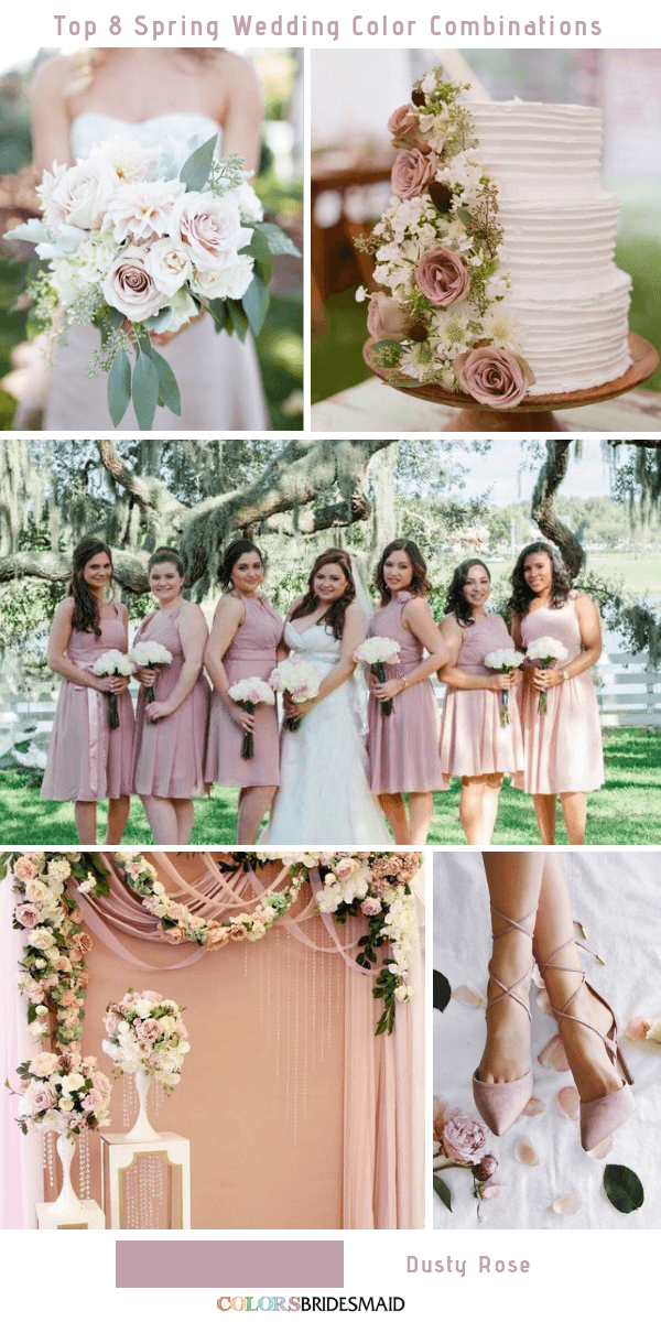 Delicate Dusty Rose Spring Wedding Color Inspirations for 2019