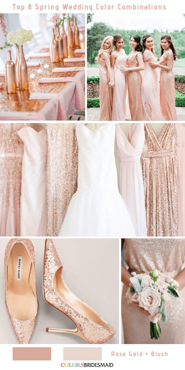 Top 8 Spring Wedding Color Palettes for 2019 - Rose Gold and Blush