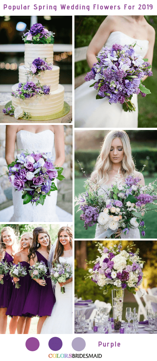 8 Popular Spring Wedding Flowers Color Ideas for 2019 - Purple