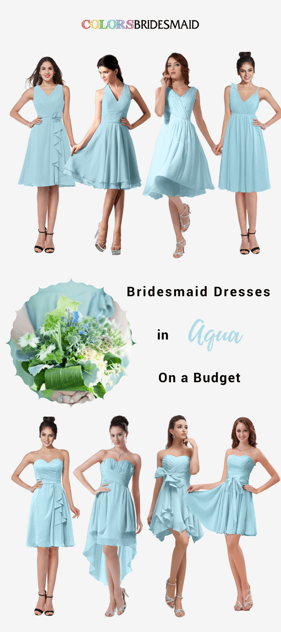 Aqua Blue Short Bridesmaid Dresses