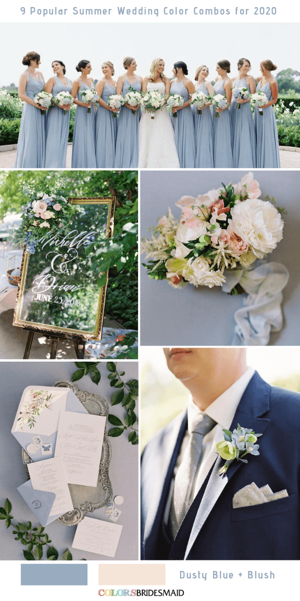 Popular Summer Wedding Color Combos for 2020- Dusty Blue and Blush