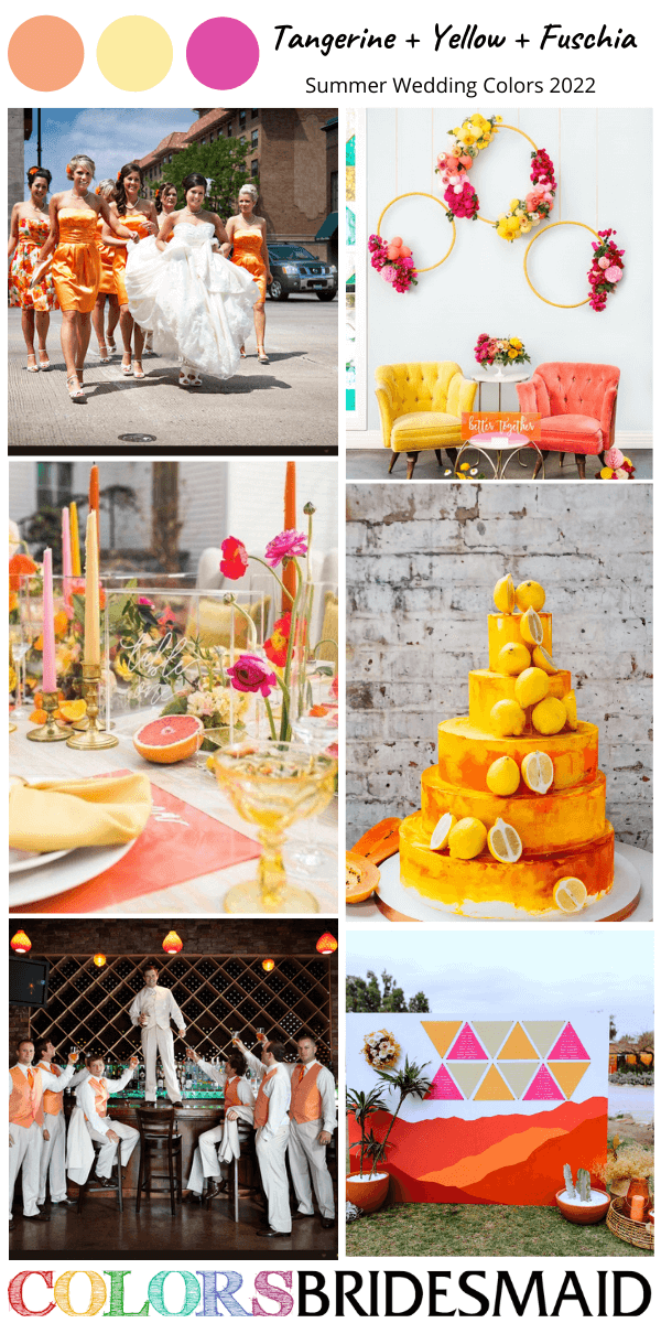 Summer Wedding Colors 2022 Tangerine Yellow and Fuschia