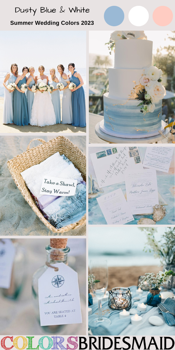 Summer Wedding Colors for 2023 Dusty Blue and White